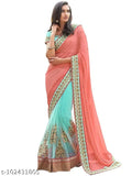 Pink Georgette saree with embellished Art Silk blouse, single size, 5.5m length