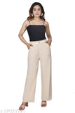 Comfortable cotton-lycra solid net formal trousers for women with side pocket - breathable, lightweight, home washable