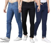 Designer lycra jeans for men, solid net fit. 3 sizes available: 28", 30", 32", 34", 36". Made in India