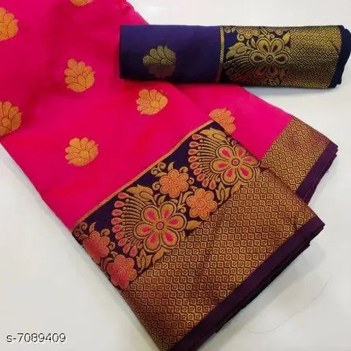 Banarsi silk saree, single free size, 5.5m long, gold zari woven pattern, Indian origin