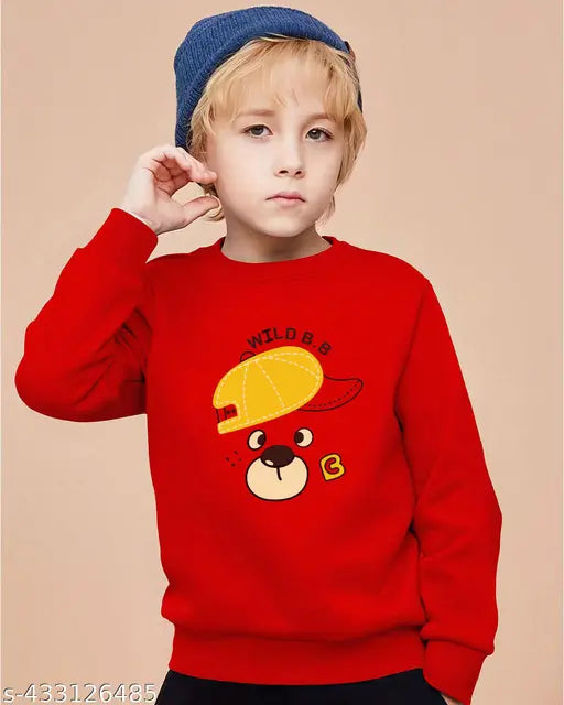 Yellow and red cotton blend kids' sweatshirt with printed Cap Dog design, suitable for chilly days, available in sizes 2-3 Years to 7-8 Years