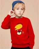 Yellow and red cotton blend kids' sweatshirt with printed Cap Dog design, suitable for chilly days, available in sizes 2-3 Years to 7-8 Years