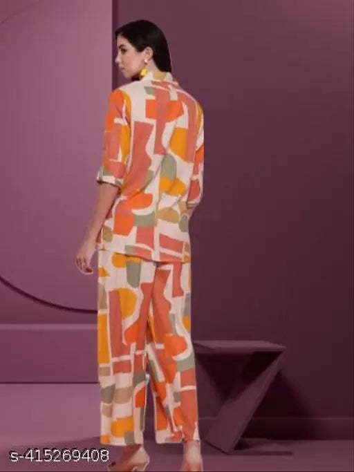 Rayon abstract print jumpsuit for women and girls, long sleeves, printed net design from India