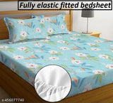 Double bed pure cotton, floral print supersoft LAYNORA fitted sheets with 2 pillow covers, ideal for AC rooms