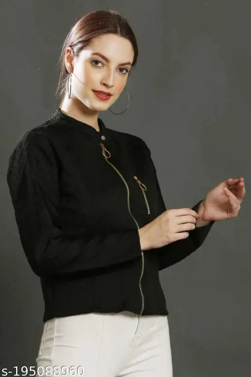 Leather BORFI jacket, solid color long sleeves for free size up to bust 37in and length 21in