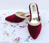 PU embellished ballerinas, open back, exquisite women's heel footwear - Indian origin