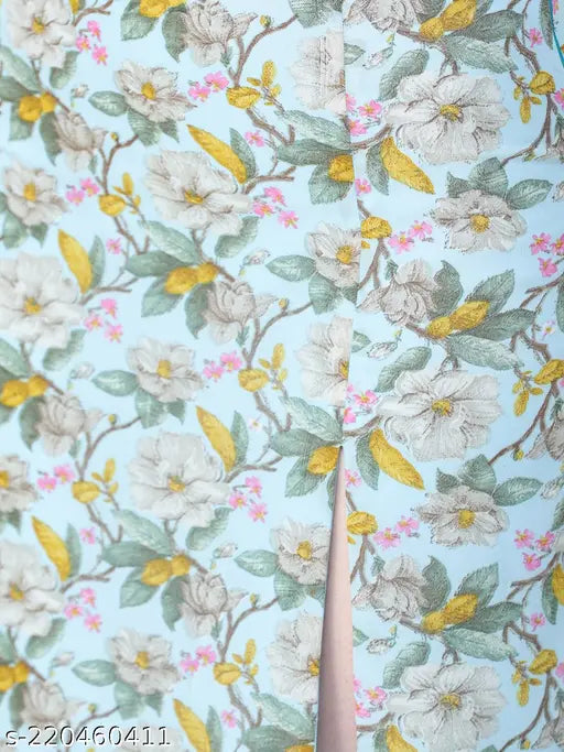 Sheero blue printed front slit skirt, georgette fabric with lining, available in sizes 26, 28, 30, 32, 34 (India origin)