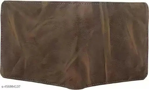 Brown faux leather formal wallet, 2 zip pockets, 5 card slots for men's evening/party events