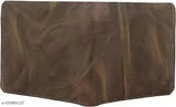 Brown faux leather formal wallet, 2 zip pockets, 5 card slots for men's evening/party events