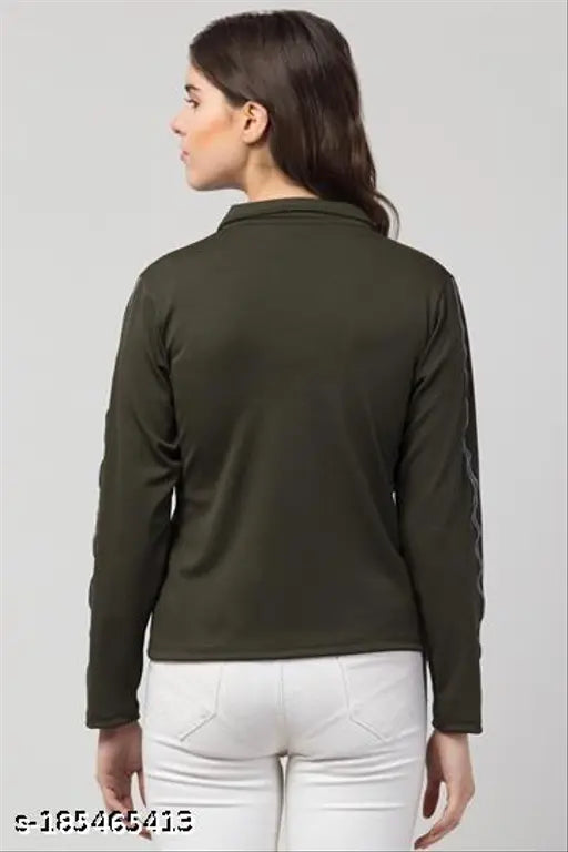 Solid lycra long-sleeve printed net casual t-shirt for women, India-made