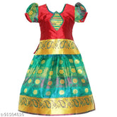 Cotton Silk Girls Lavanya Pattu Lehenga Choli with waist belt, traditional floral design Indian festive wear