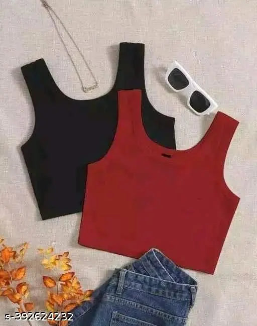 Trendy lycra sleeveless T-shirts for women, vibrant partywear in various sizes (XS-XXL), made in India