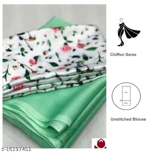 Chiffon green saree with silk net blouse, Indian fashion on display