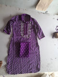 Rayon slub printed net kurti set with pants, three-quarter sleeves, Indian origin