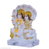 Marble finish Laxmi Vishnu statue, intricately sculpted god idol (6cm x 14cm x 9cm) from India