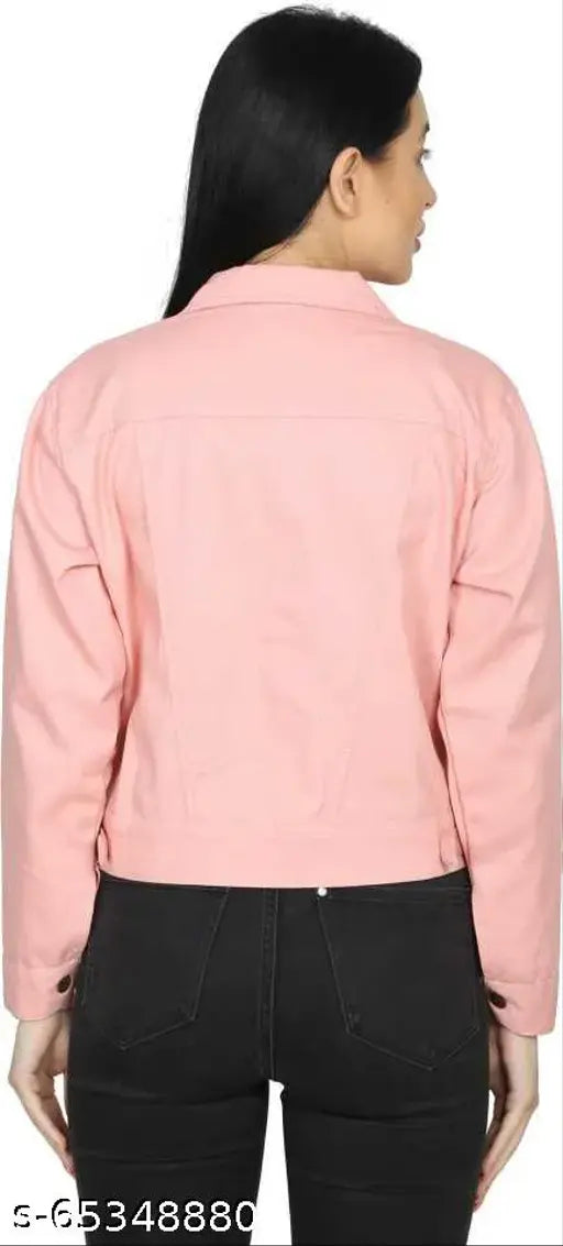 Indian denim full sleeve solid women's jacket, trendy and lightweight, ideal for casual wear