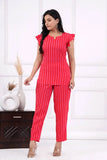 Floral-printed Rayon night suit top and pyjama set, comfortable 3/4th sleeve loungewear for women