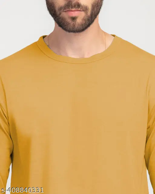Yellow cotton blend Stylogue men's round neck T-shirt, printed pattern, loose fit, oversized style