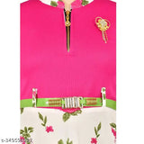 Cotton blend A-line maxi dress with full length printed frock, three-quarter sleeves for girls aged 5-10 years. Indian designed girl's gown on hanger