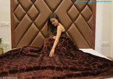 Geometric pattern, heavy-winter GKM Floral Mink Blanket, polyester, 90x86 inches, Indian made