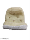 Women's premium wool beanie cap, onesize snow-proof beanie with fur lining, imported from India