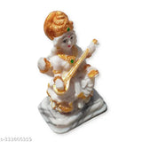 High-quality polyresin Saraswati figurine, 9cm tall, intricately detailed, represents goddess of wisdom & arts for home or office decor