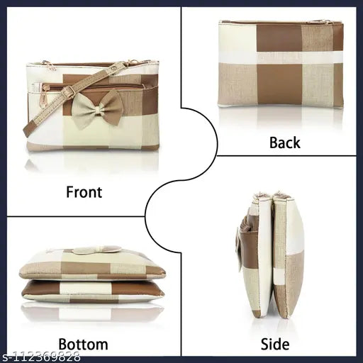 Brown faux leather Wildauk cross body handbag, textured net pattern, 3 compartments, water-resistant, adjustable shoulder strap, ideal for professionals