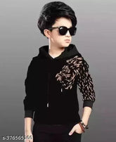 Cotton blend kids hoodie with full sleeves and lion printed design for ages 2-16, Indian origin