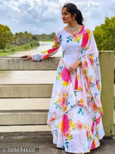 Heavy Georgette digital printed kurti & dupatta set, vibrant Indian fashion on model