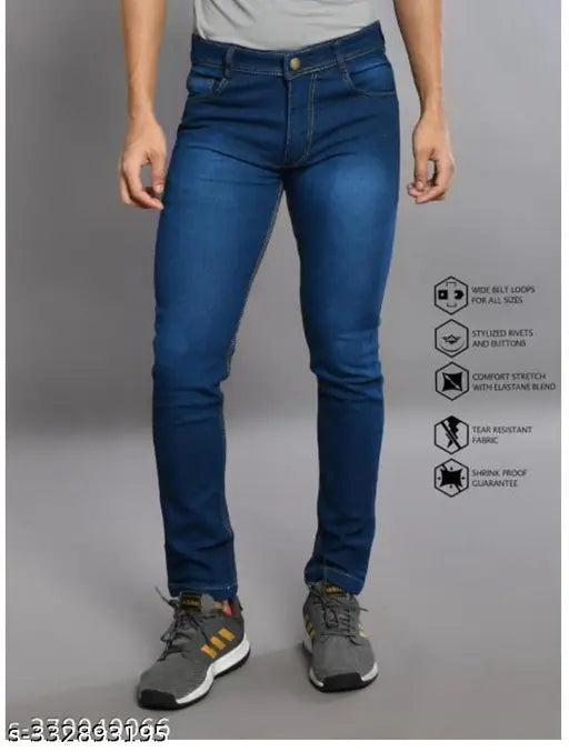 Blue shade Georgette jeans, stylish denim for everyday wear with comfort and stretch. Fits sizes 28, 30, 32, 34 (waist: 28-34in, length: 37-38in). Made in India