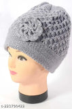 Woolen beanie with two pompoms - winter soft and warm, free size, self-designed