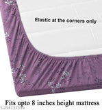 Glace cotton botanical-print double bed elastic fitted sheets with 2 pillow covers (72x78 inches), ideal for summer, adult use