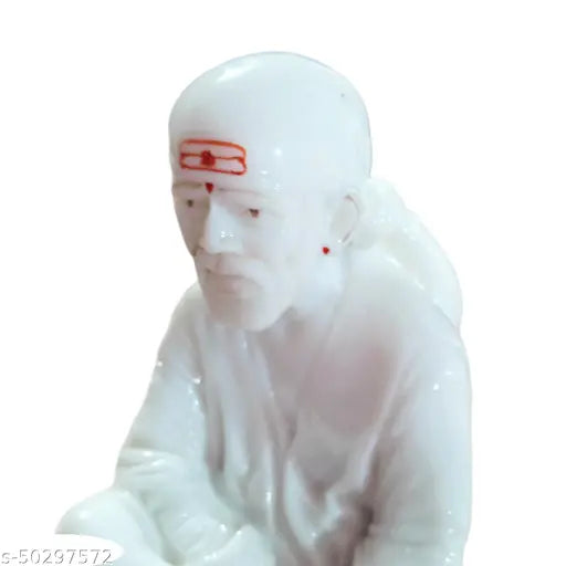 Marble Shirdi Saibaba Idol, 8cmx16cmx6cm, handcrafted by Om Sai Gifts Ashirwad Murti for home and office decor