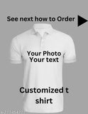 Customized photo polyester short-sleeve polo t-shirt, solid color design, personalized clothing from India