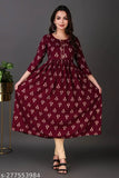 Soft rayon long kurti for pregnant women, featuring three-quarter sleeves and printed combo design. India origin