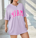 Oversized purple printed cotton t-shirt by Veronica Elegant'S, trendy for women & girls