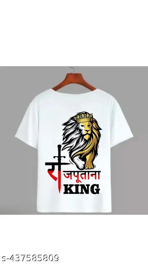 Printed Rajputana king polycotton mix T-shirt, short sleeves, vibrant pattern. Size S (36in chest, 27in length), M (38in chest, 29in length), L (40in chest, 31in length). Handmade Indian apparel