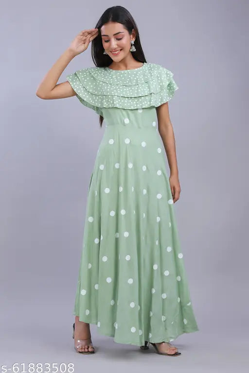 Rayon polka dots printed Anarkali kurti, vibrant style for women and girls, Indian fashion