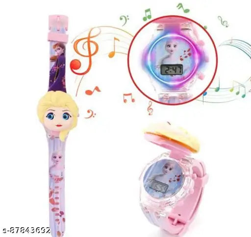 Blue eyes Frozen kids watch, digital music for girls, free size with lights, Indian origin