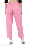 Baby pink rayon trouser for women by Priya Point, solid design with elastic waistband and 2 pockets