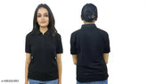 Black limited edition polycotton collar t-shirts for women & girls, vibrant & classy Indian fashion
