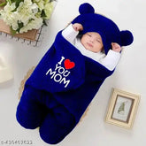 Velvet hooded baby blanket for infants, love you mom dad baby wrap in solid color, ideal for AC room use, measures 26cm x 10.5cm x 10cm (LxHxW)