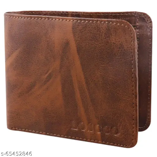 Trendy faux leather men's bi-fold wallet, solid color design with 4 card slots and 2 compartments, newest model from India