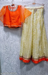 Embellished net lacha top for girls, age range 3-4 years, Indian handcrafted quality clothing