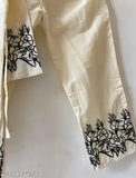White Rayon V-Neck Dress & Pant Set with Heavy Embroidery, Indian craftsmanship