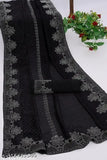 Black Georgette festive saree with trendy diamond work, embellished net blouse on hanger