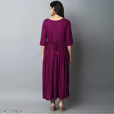 Rayon embroidered long kurta, three-quarter sleeves, Indian traditional women's clothing for casual wear