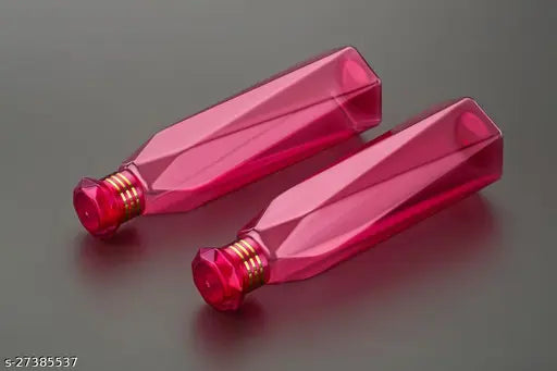 Transparent HELOVIA water bottles with diamond caps, ideal for kitchen, office, sports, school, gym, traveling (Set of 6) - Multicolor leak-proof plastic bottles for various uses