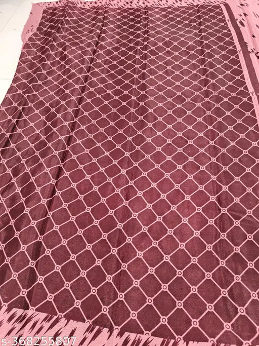 Chiffon mill-printed saree with banarasi style, free size (5.4m saree length, 0.8m blouse length), India