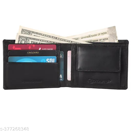Genuine leather men's wallet by Crozard, 2 compartments, solid pattern, free size (10cm x 8cm)